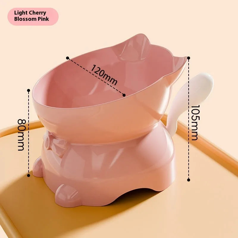 Stainless steel oblique cat bowl in blue colour with anti-fall design.