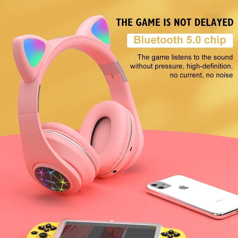 Cat ear wireless Bluetooth sports headset in various colours with head-mounted design