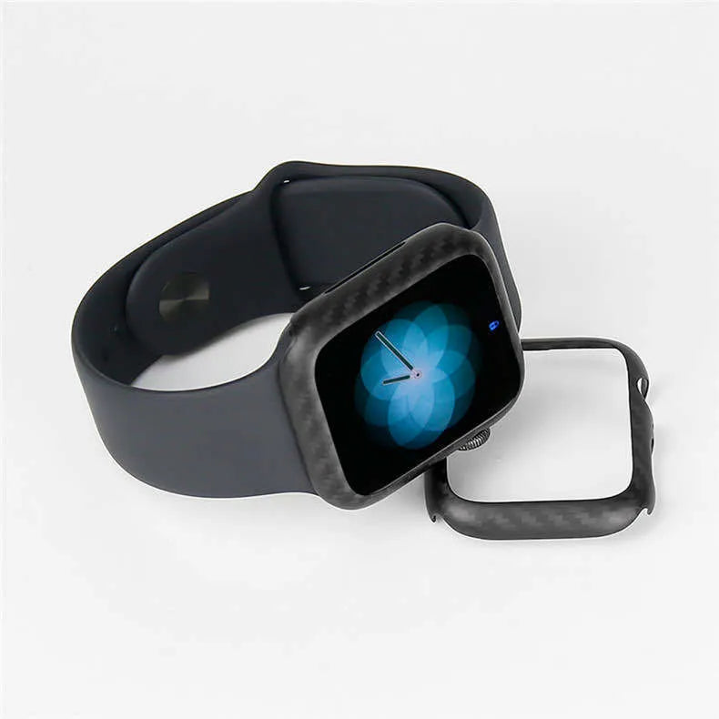 44mm Apple Watch 4 half wrap leather case in bright black and matt black options