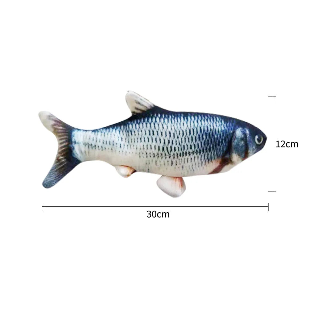 Electronic jumping fish cat toy with USB charging cable, 30cm multicolour fish design