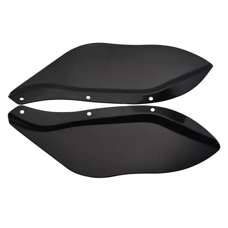 Pair of black and transparent ABS plastic side wing windshield covers for Harley-Davidson Touring motorcycle.