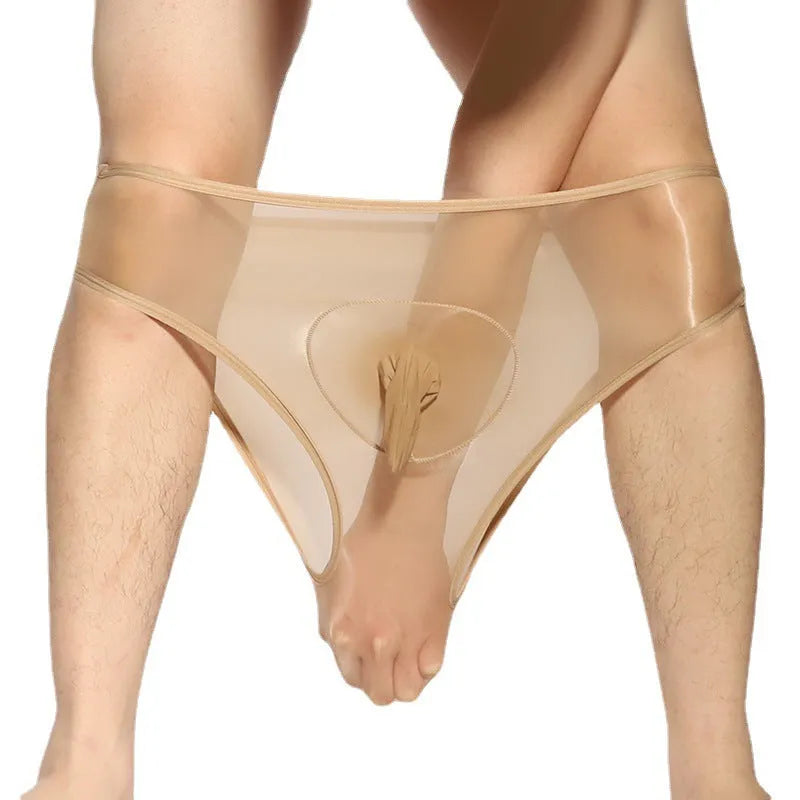 Men's ultra-thin nylon briefs with bullet separation in multiple solid colours