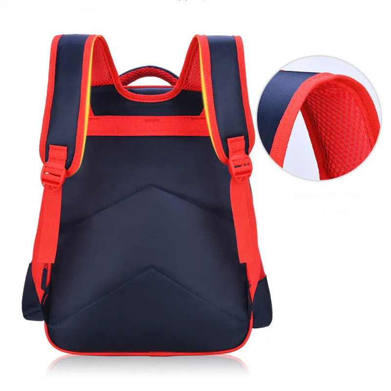 Blue anime cartoon print nylon school backpack for children with matching pencil case
