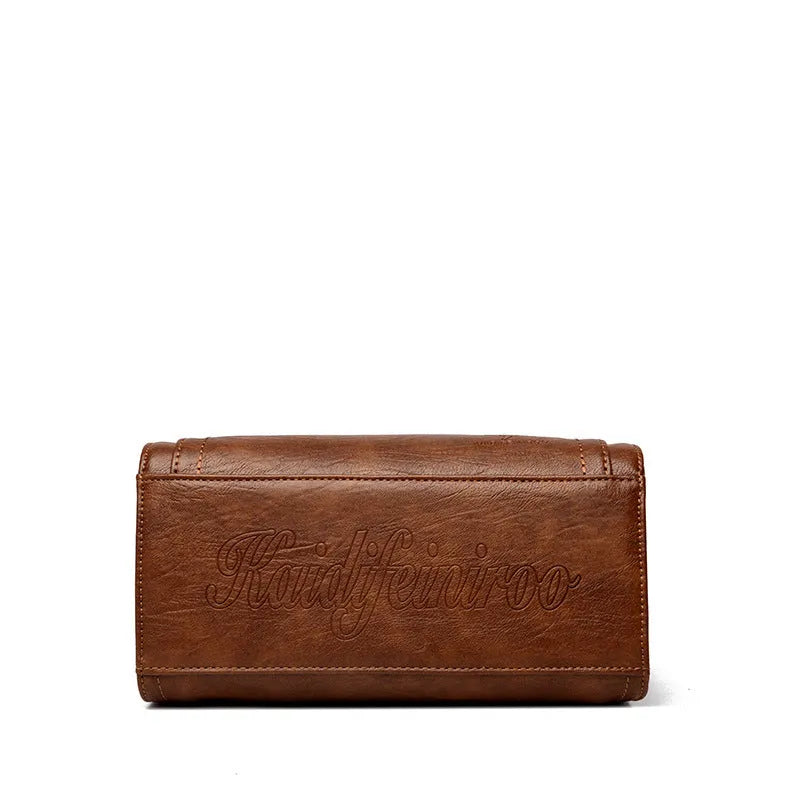 Soft PU crossbody bag for women in horizontal square shape with sandwich pocket