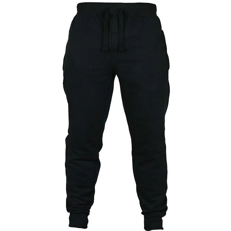 Men's cotton fleece casual pants with drawstring waist in neutral colours