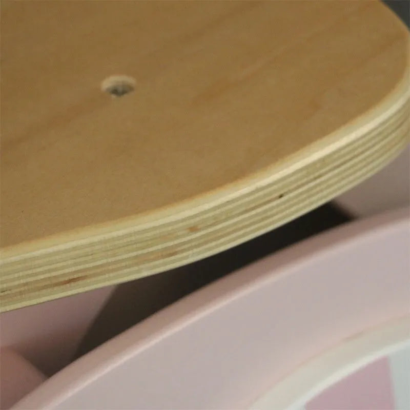 Pink wooden toddler balance scooter for children aged 1-6 years with 10-inch size