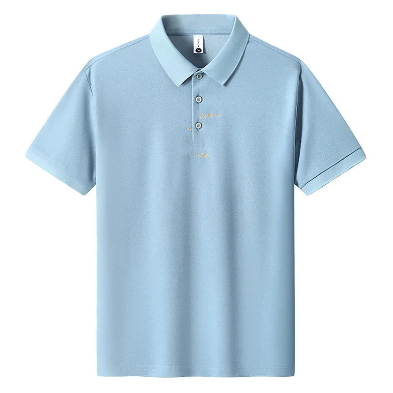 Men's loose-fit casual cotton T-shirt with a letter pattern, shown in one of six available colours.