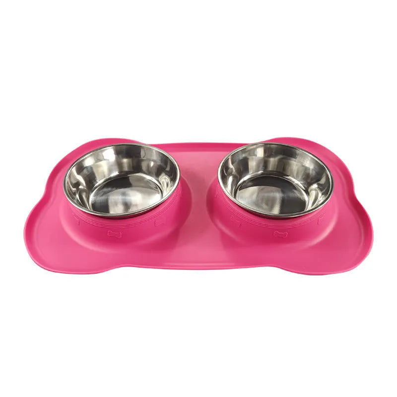 Large silicone pet bowl holder for stainless steel dog food dish in blue colour