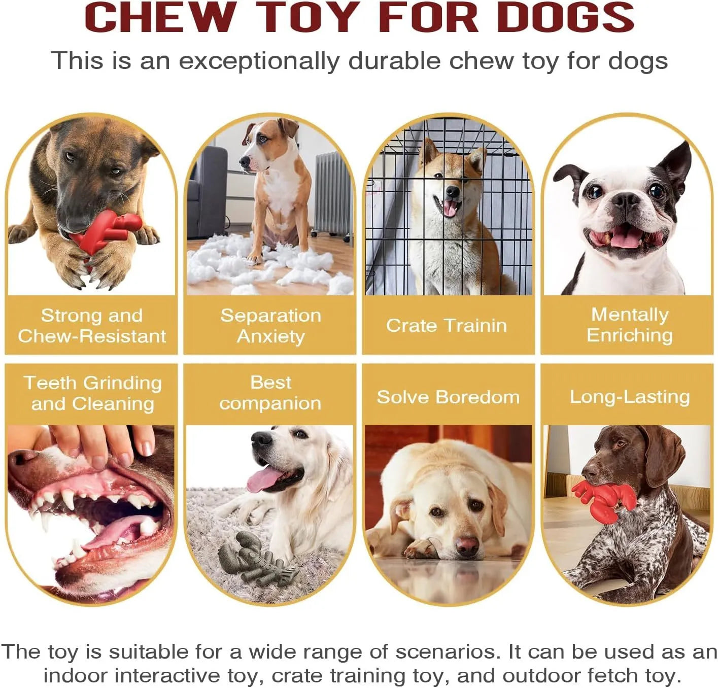 Red nylon dog chew toy for aggressive chewers measuring 170mm length