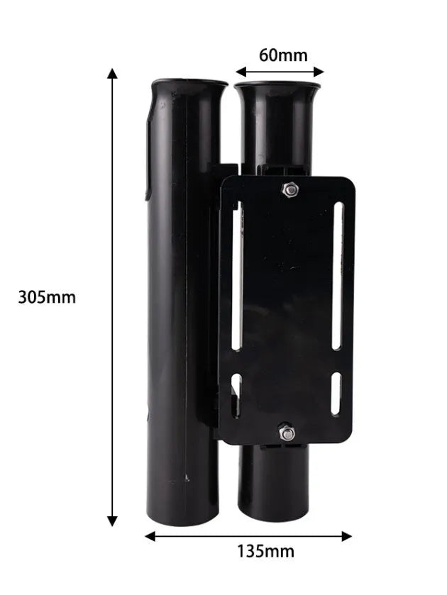 Plastic fishing rod rack with pipe clamp for motorcycle and bicycle mounting