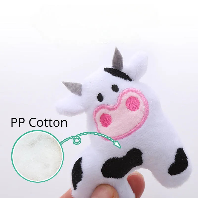 Cow parrot shape plush cat toy with catnip filling for interactive play