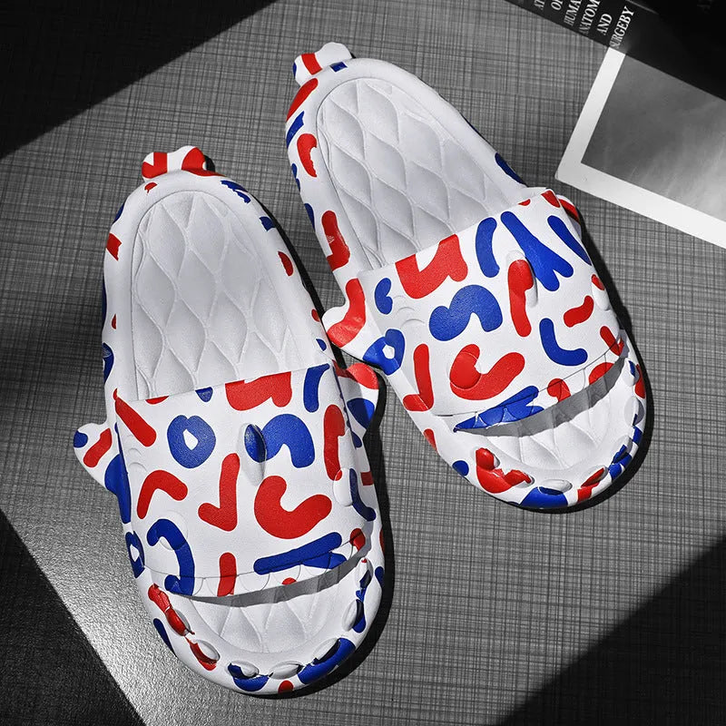Shark-themed couple slippers with open toe design and EVA upper in multiple colour options