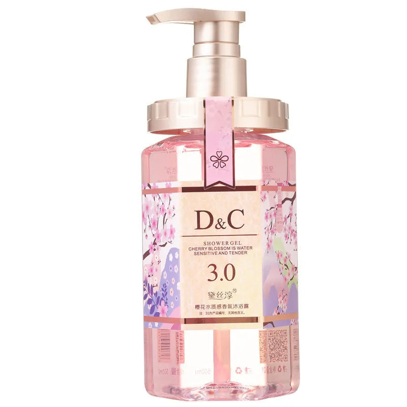 Sakura shampoo, hair mask conditioner, and shower gel set with 500ml bottles