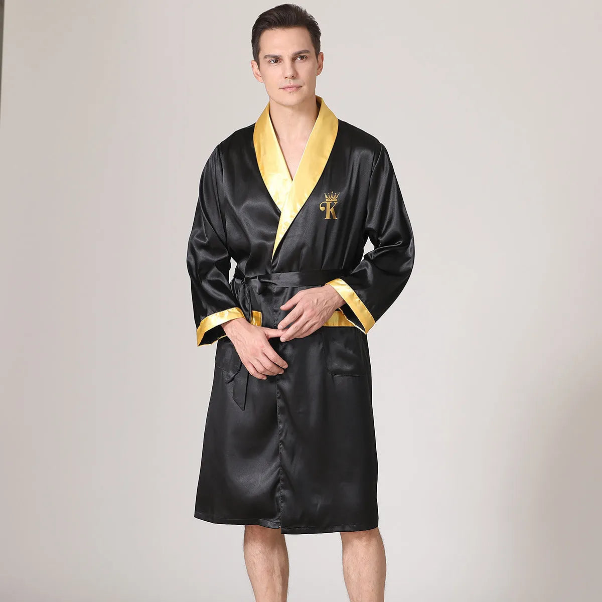 Men's summer silk bathrobe nightgown in multiple colour options with continental sizing