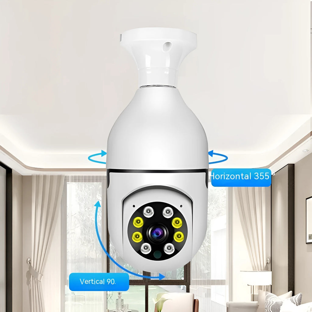 Wireless bulb security camera with 1080p monitoring and night vision