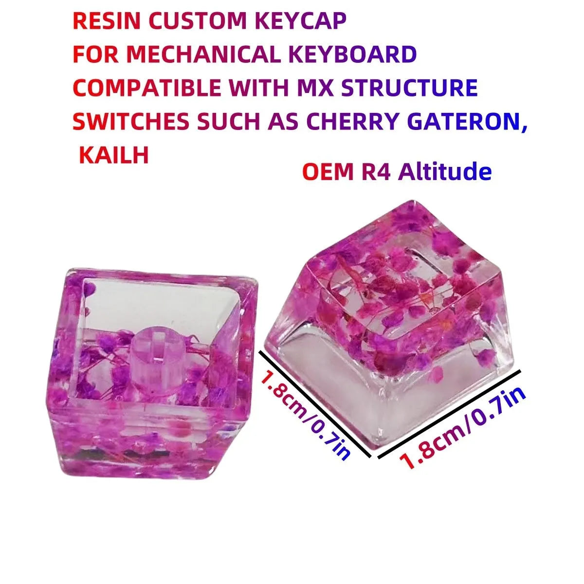 High transparency resin starry sky artisan keycap for mechanical keyboards in violet colour