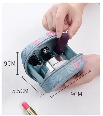 Plain cloth cube makeup storage bag for cosmetics organisers, shown in blue, pink, white, and white pink colour options.