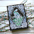 Peacock diamond painting notebook with shaped and bright drill beads, A5 size 142x207mm