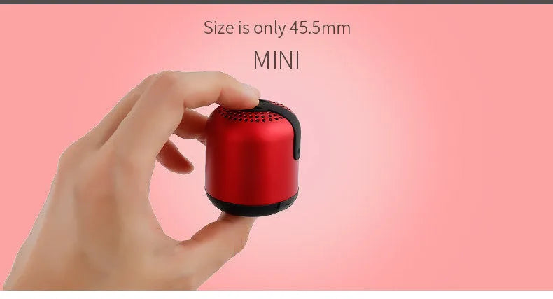 Hieha XQ11 mini Bluetooth speaker with heavy metal design in black, showing compact size and 360 degree sound capability