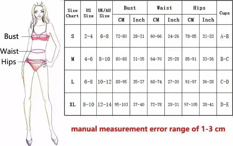A woman's one-piece swimsuit bikini in a nylon and spandex blend, shown in black, rose red, and green colour options.