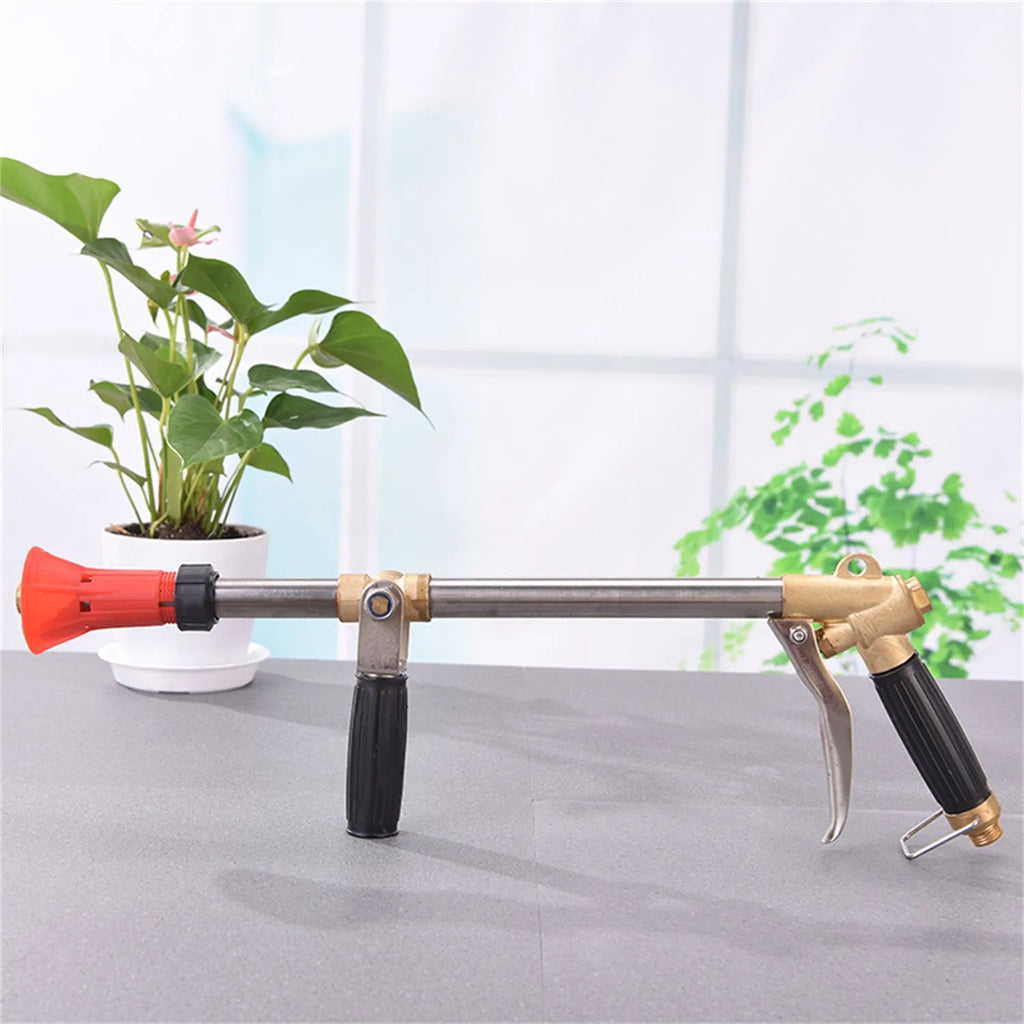 Adjustable high-pressure agricultural spray gun with submachine gun style trigger for pesticide spraying