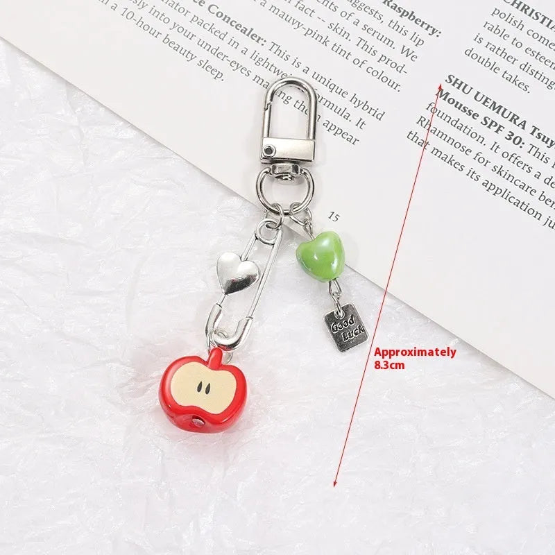 Fruit pattern mobile phone earphone bag pendant keychain with apple and strawberry designs