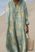 Casual floral 3D printed sleeve shirt dress in picture style colour with princess dress wide waist design