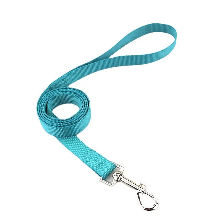 Solid colour polyester dog training rope with hand holding loop in multiple colour options