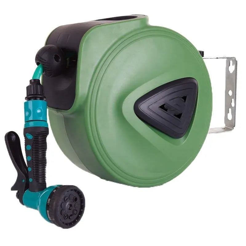 Automatic retractable hose reel with PVC housing for 10 metre water pipe storage