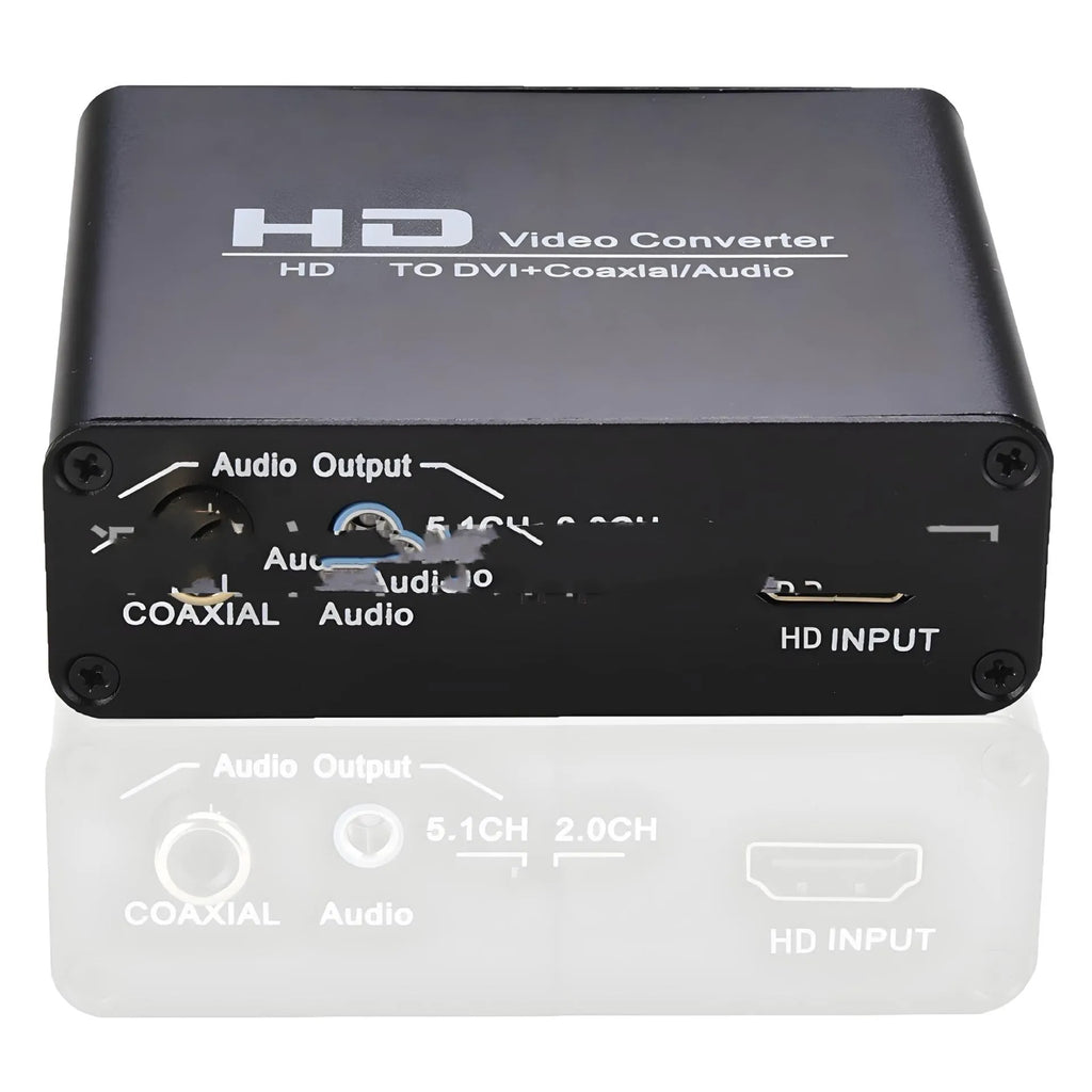 Black HDMI to DVI converter with 3.5mm audio port and 1.5 metre cable for 1080p video conversion