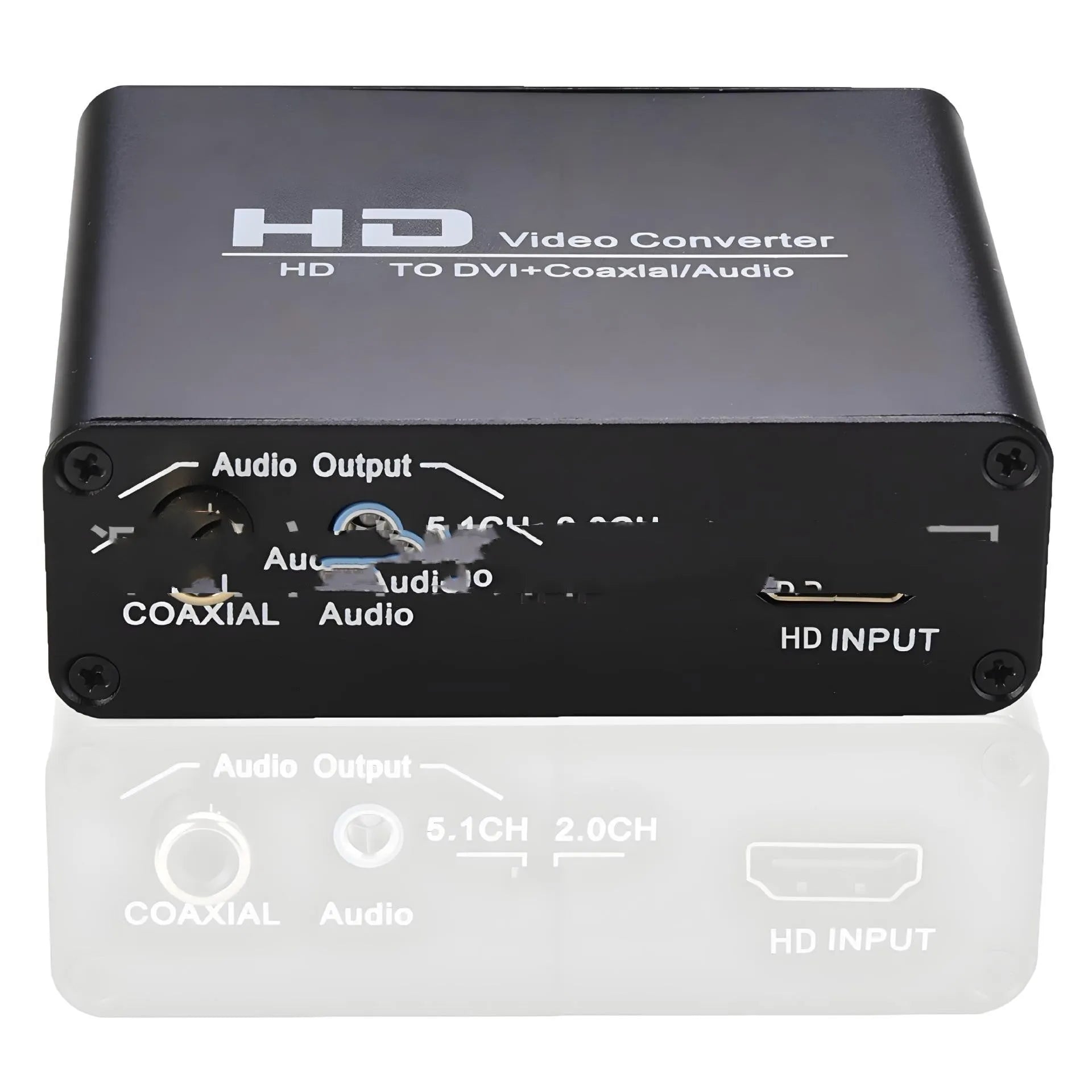 Black HDMI to DVI converter with 3.5mm audio port and 1.5 metre cable for 1080p video conversion