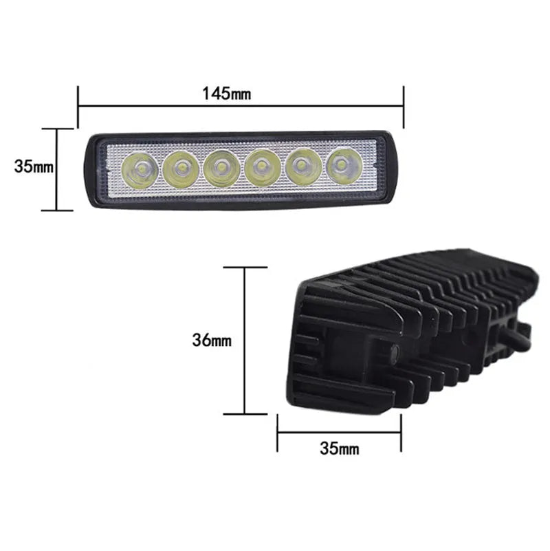 Black die-cast aluminium auxiliary LED car light with bracket for 12V-24V vehicles