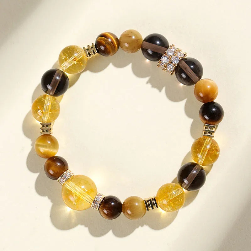 Yellow artificial crystal tower beads bracelet with 10mm size and manual stringing