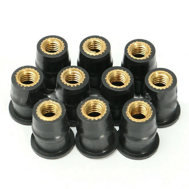 Motorcycle windshield rubber expansion nuts with brass inserts in M4 M5 M6 thread sizes