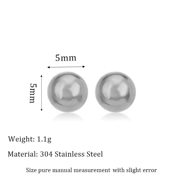 Stainless steel ball stud earrings in gold and silver colours with geometric round design