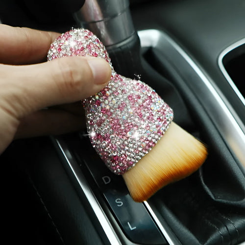 White soft PVC car interior cleaning brush for dusting dashboards and vents