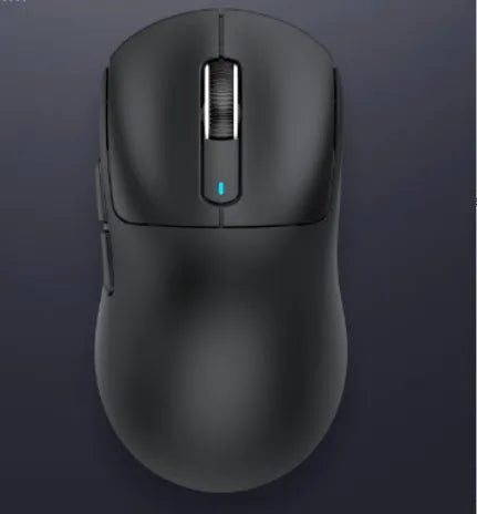 Three-mode rechargeable laptop mouse in black with USB receiver and parachute cord