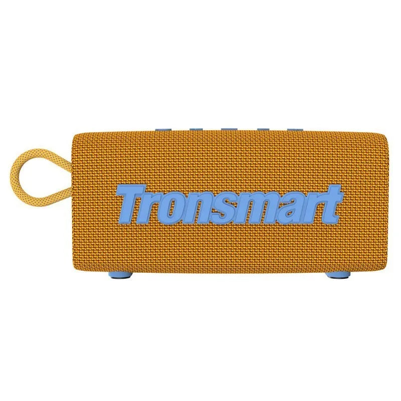 Portable waterproof Bluetooth speaker in black showing control buttons and rugged outdoor design