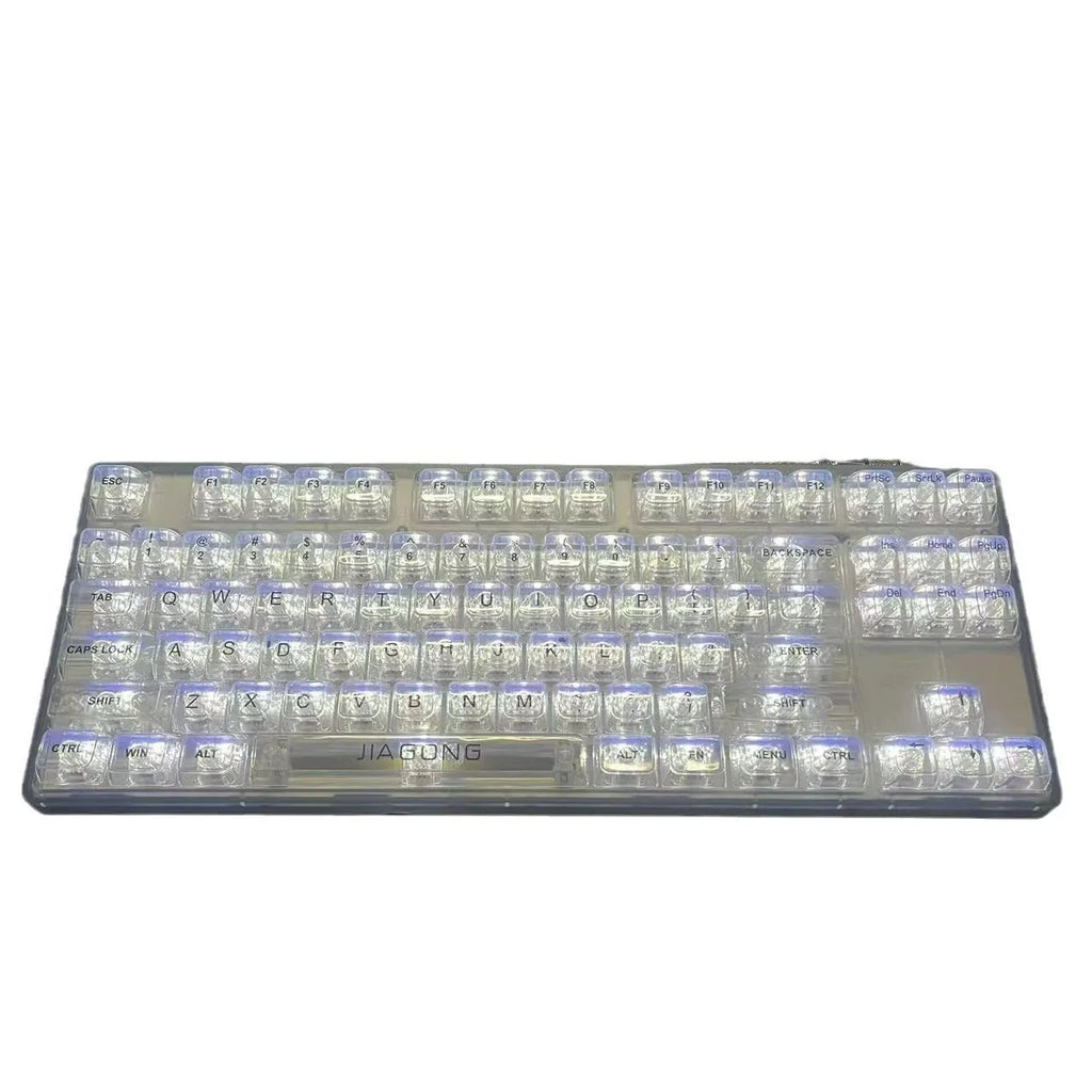 Universal transparent plastic key cap set with 132 pieces for mechanical keyboard replacement