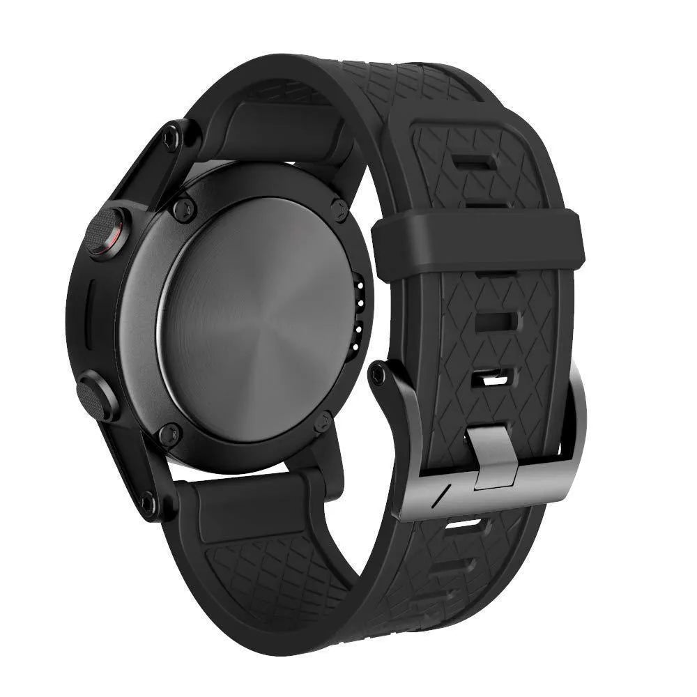 Black silicone sports watch strap with stainless steel button closure for Jiaming watches