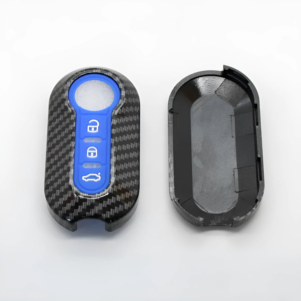 Fiat car key shell case in carbon fibre black red dark blue for 500 Boyue models