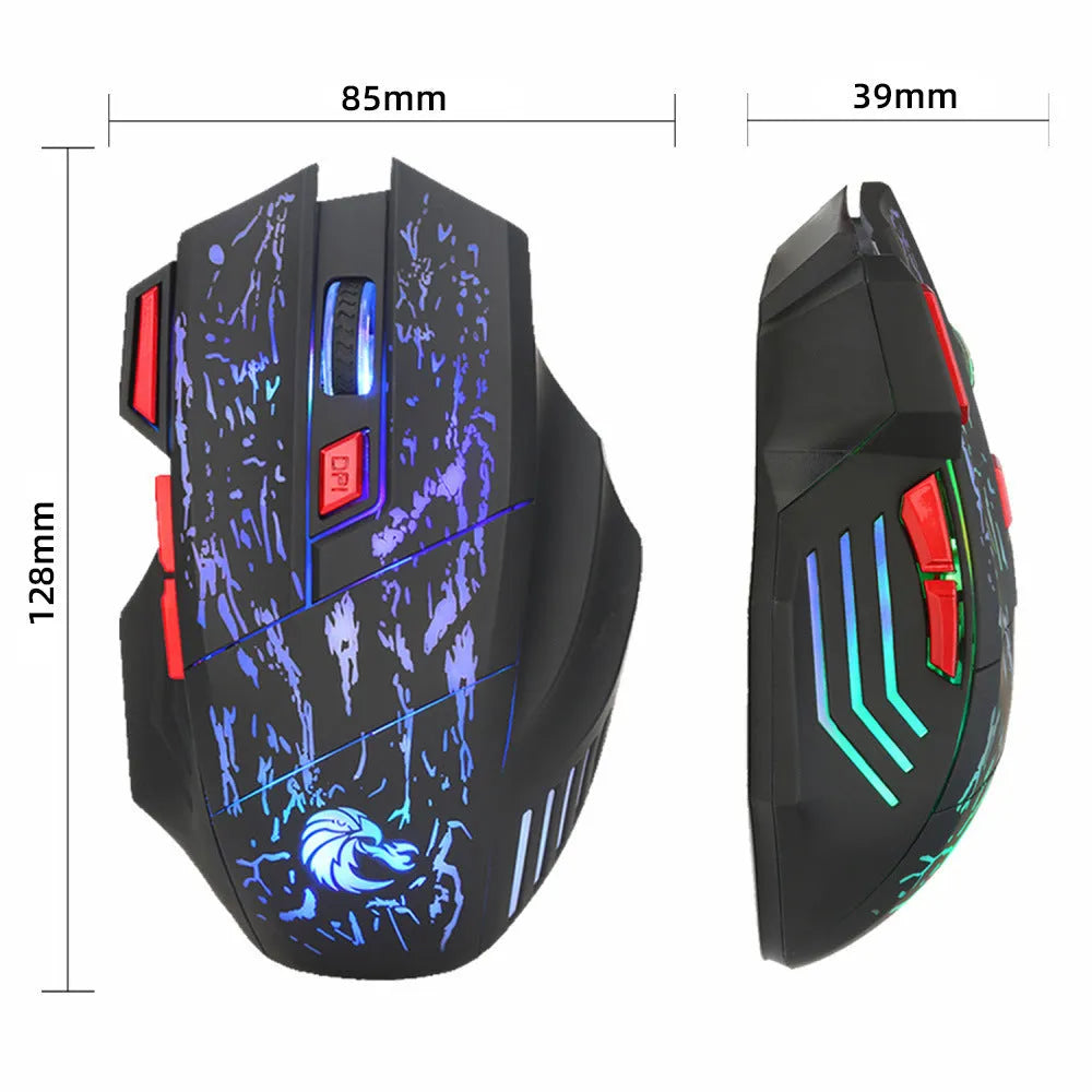 Water Crack Colourful Luminous Gaming Mouse in H300BK black with USB cable