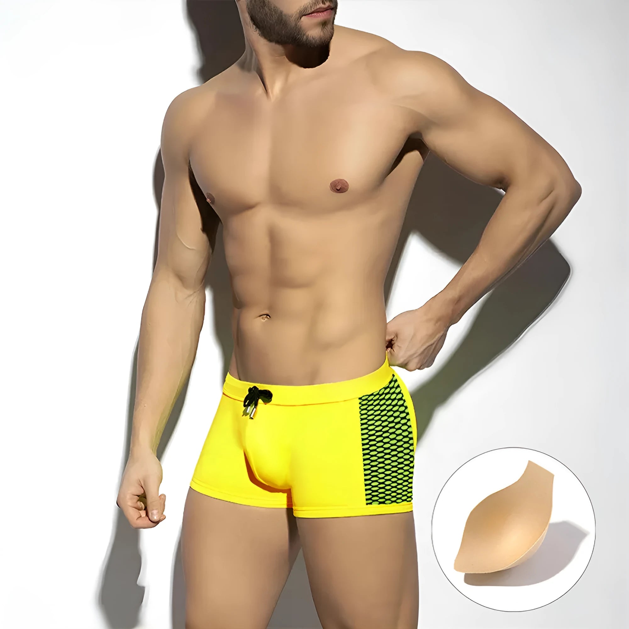 Men's polka dot print swimming boxers in quick-dry nylon fabric