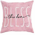 Square short velvet cushion cover with spring cherry blossom pattern, 45cm size.