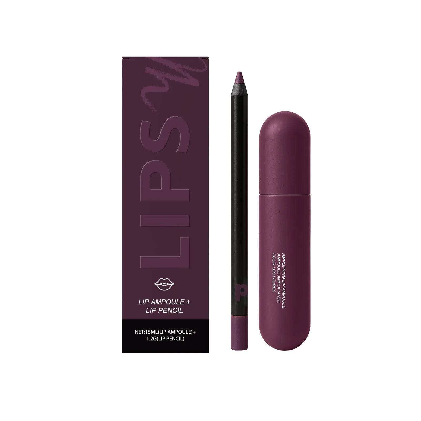 Lip gloss and lip liner duo set with 15ml lip essence and liner in six shades