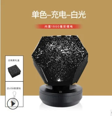 LED star projector showing 3D constellation projection on bedroom ceiling with remote control