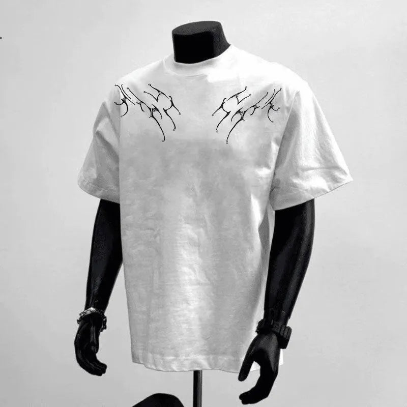 Men's loose fit pure cotton short sleeve t-shirt in black, styled for business casual wear.