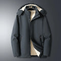 Winter men's thickened cotton cardigan in solid colour with zippered pocket, regular fit