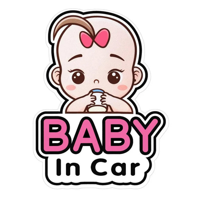 Baby on board reflective car bumper sticker with PET material in ten different baby designs