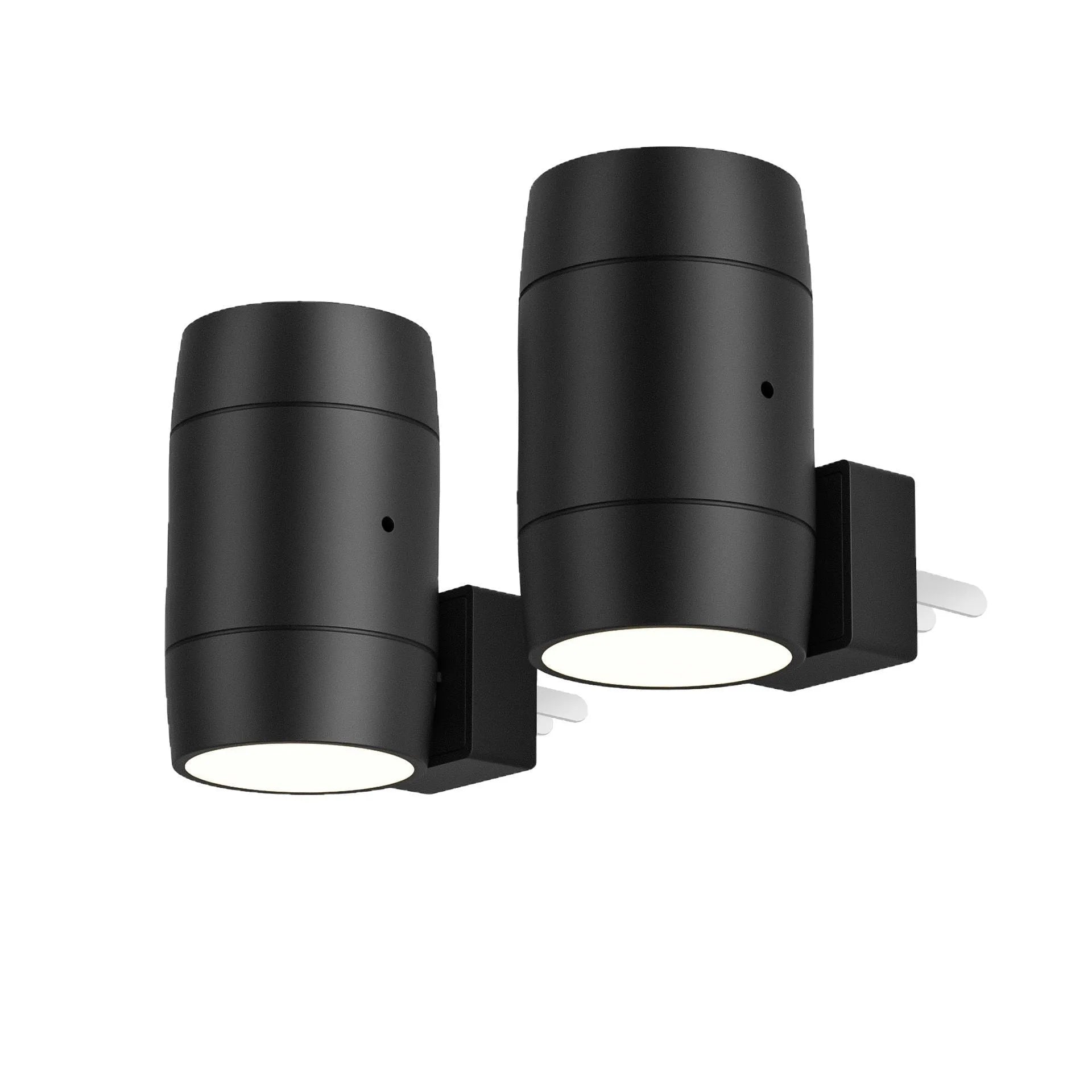Small white induction night lamp with adjustable brightness dial and rotatable head plugged directly into wall socket